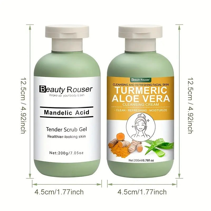 Beauty Rouser Gentle Exfoliating Facial Scrub, Cleansing Cream Duo